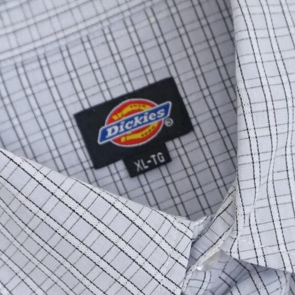 Dickies Blue White Checker Western Cowboy Snap Pearl Button Shirt XL - Picture 9 of 9